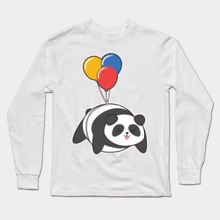 Panda at Birthday with Ballon Long Sleeve T-Shirt